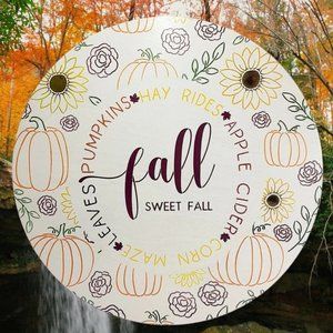 Fall Sweet Fall Painted Door Hanger Fall Door Decor 16" Autumn Porch Sign
